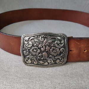 American Eagle Leather Belt with Decorative Buckle